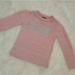 Girls- DKNY Pink Sweater with Silver Logo